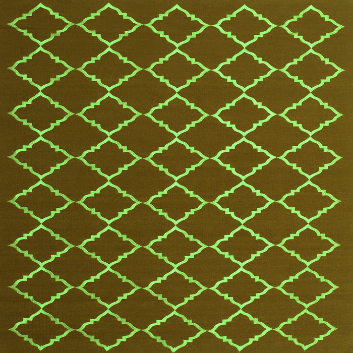 Round Machine Washable Trellis Green Modern Area Rugs, wshcon1054grn