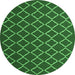 Round Machine Washable Trellis Emerald Green Modern Area Rugs, wshcon1054emgrn