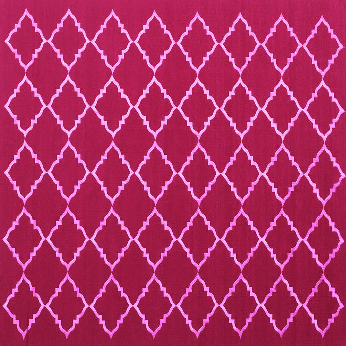 Square Machine Washable Trellis Pink Modern Rug, wshcon1054pnk