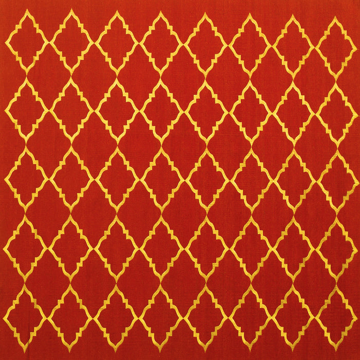 Square Machine Washable Trellis Yellow Modern Rug, wshcon1054yw