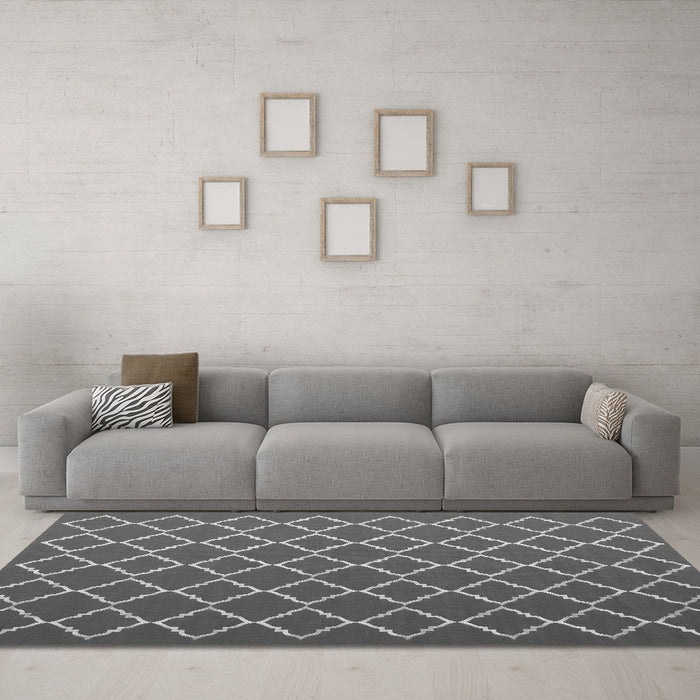 Machine Washable Trellis Gray Modern Rug in a Living Room,, wshcon1054gry