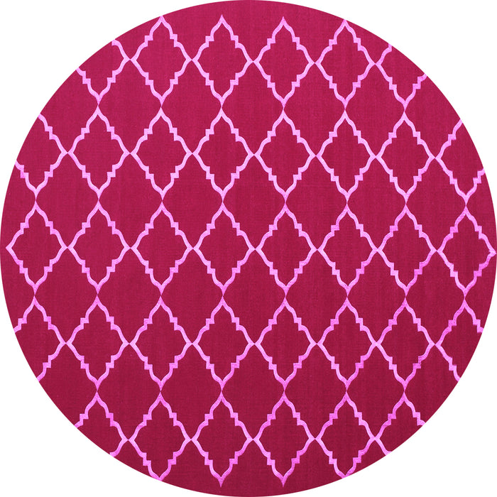 Round Machine Washable Trellis Pink Modern Rug, wshcon1054pnk