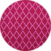Round Machine Washable Trellis Pink Modern Rug, wshcon1054pnk