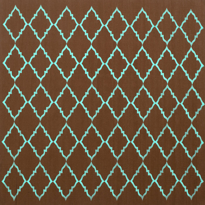Square Trellis Turquoise Modern Rug, con1054turq