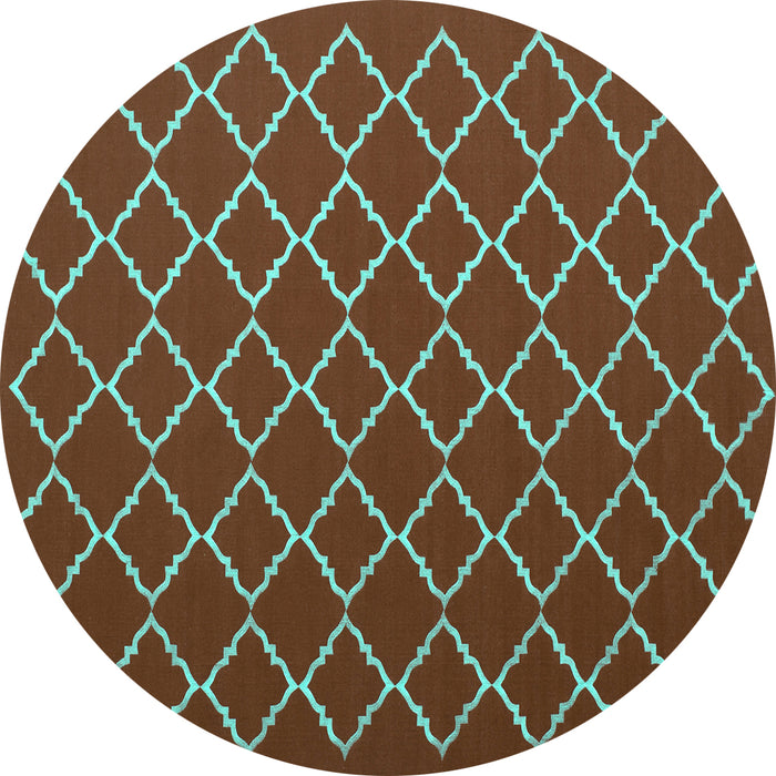 Round Trellis Turquoise Modern Rug, con1054turq