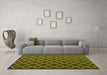 Machine Washable Trellis Green Modern Area Rugs in a Living Room,, wshcon1054grn
