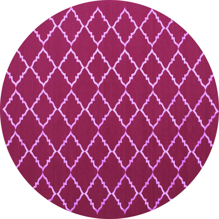 Round Machine Washable Trellis Purple Modern Area Rugs, wshcon1054pur