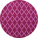 Round Machine Washable Trellis Purple Modern Area Rugs, wshcon1054pur