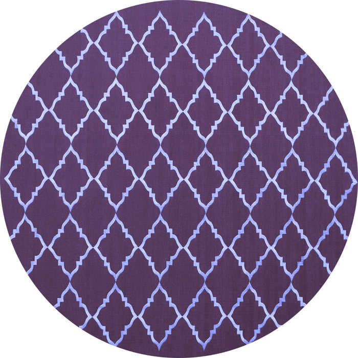 Round Machine Washable Trellis Blue Modern Rug, wshcon1054blu