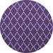 Round Machine Washable Trellis Blue Modern Rug, wshcon1054blu