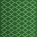 Square Machine Washable Trellis Emerald Green Modern Area Rugs, wshcon1054emgrn