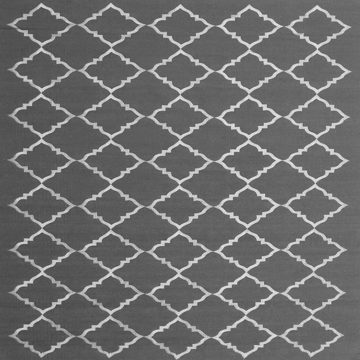 Round Machine Washable Trellis Gray Modern Rug, wshcon1054gry