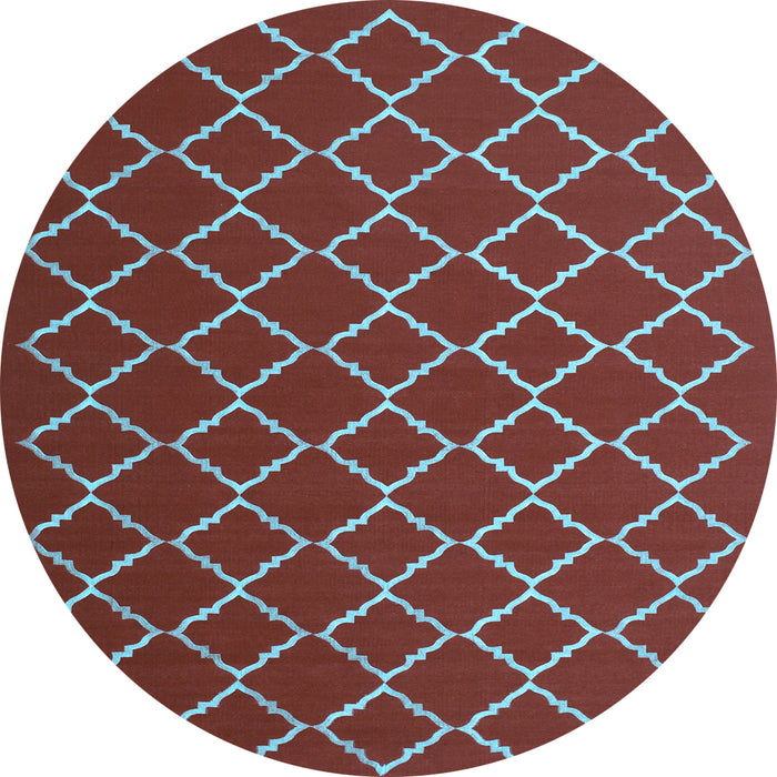Round Machine Washable Trellis Light Blue Modern Rug, wshcon1054lblu
