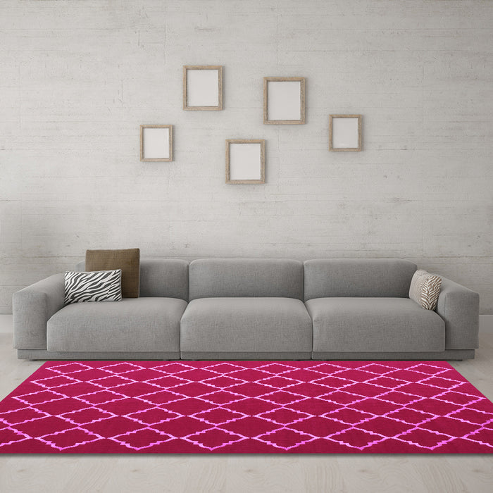 Machine Washable Trellis Pink Modern Rug in a Living Room, wshcon1054pnk