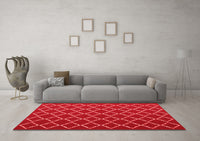 Machine Washable Trellis Red Modern Rug, wshcon1054red