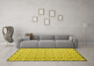 Machine Washable Abstract Yellow Contemporary Rug in a Living Room, wshcon1055yw