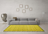 Machine Washable Abstract Yellow Contemporary Rug, wshcon1055yw