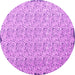 Round Machine Washable Abstract Pink Contemporary Rug, wshcon1055pnk