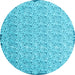 Round Machine Washable Abstract Light Blue Contemporary Rug, wshcon1055lblu
