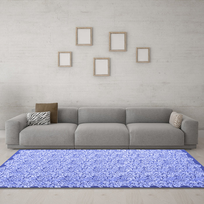Machine Washable Abstract Blue Contemporary Rug in a Living Room, wshcon1055blu