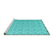 Sideview of Machine Washable Abstract Turquoise Contemporary Area Rugs, wshcon1055turq