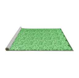 Sideview of Machine Washable Abstract Emerald Green Contemporary Area Rugs, wshcon1055emgrn