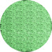 Round Machine Washable Abstract Emerald Green Contemporary Area Rugs, wshcon1055emgrn