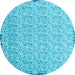 Round Abstract Light Blue Contemporary Rug, con1055lblu