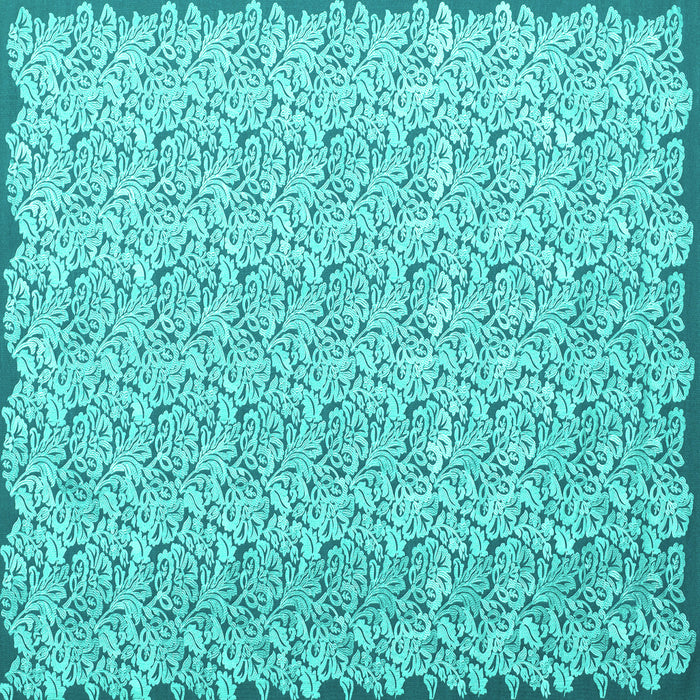 Square Machine Washable Abstract Turquoise Contemporary Area Rugs, wshcon1055turq