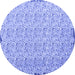 Round Abstract Blue Contemporary Rug, con1055blu