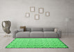 Machine Washable Abstract Green Contemporary Area Rugs in a Living Room,, wshcon1055grn