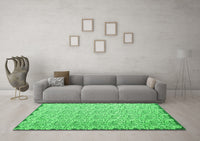 Machine Washable Abstract Green Contemporary Rug, wshcon1055grn