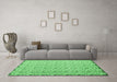 Machine Washable Abstract Emerald Green Contemporary Area Rugs in a Living Room,, wshcon1055emgrn
