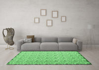 Machine Washable Abstract Emerald Green Contemporary Rug, wshcon1055emgrn