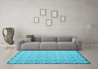 Machine Washable Abstract Light Blue Contemporary Rug, wshcon1055lblu