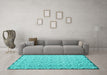 Machine Washable Abstract Turquoise Contemporary Area Rugs in a Living Room,, wshcon1055turq
