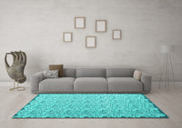 Machine Washable Abstract Turquoise Contemporary Rug, wshcon1055turq