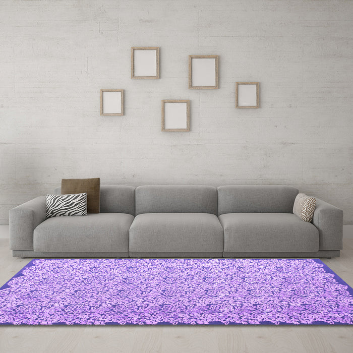 Machine Washable Abstract Purple Contemporary Area Rugs in a Living Room, wshcon1055pur