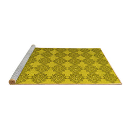 Sideview of Machine Washable Abstract Yellow Contemporary Rug, wshcon1056yw