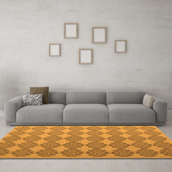 Machine Washable Abstract Orange Contemporary Area Rugs in a Living Room, wshcon1056org