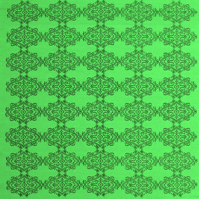 Round Machine Washable Abstract Green Contemporary Area Rugs, wshcon1056grn