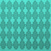 Square Machine Washable Abstract Turquoise Contemporary Area Rugs, wshcon1056turq