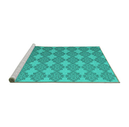 Sideview of Machine Washable Abstract Turquoise Contemporary Area Rugs, wshcon1056turq
