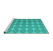 Sideview of Machine Washable Abstract Turquoise Contemporary Area Rugs, wshcon1056turq