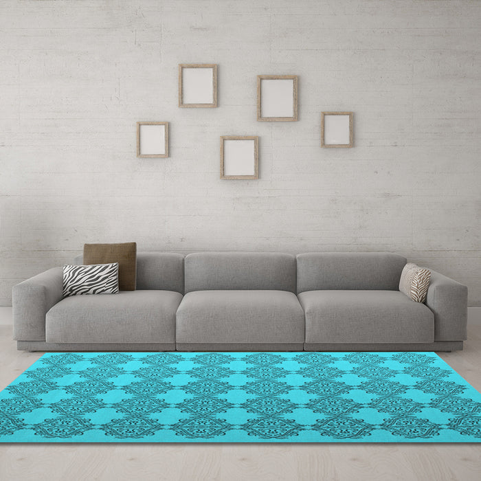 Machine Washable Abstract Light Blue Contemporary Rug in a Living Room, wshcon1056lblu