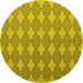 Round Abstract Yellow Contemporary Rug, con1056yw