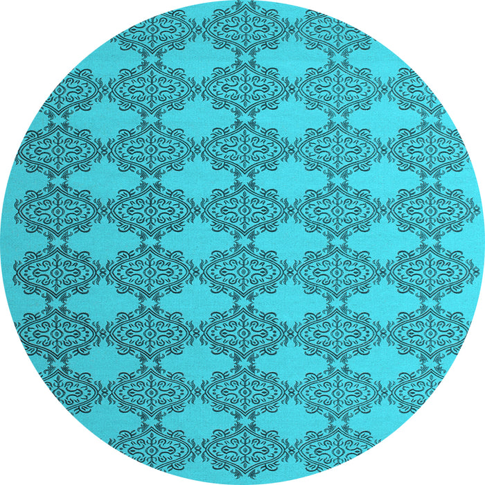 Round Abstract Light Blue Contemporary Rug, con1056lblu