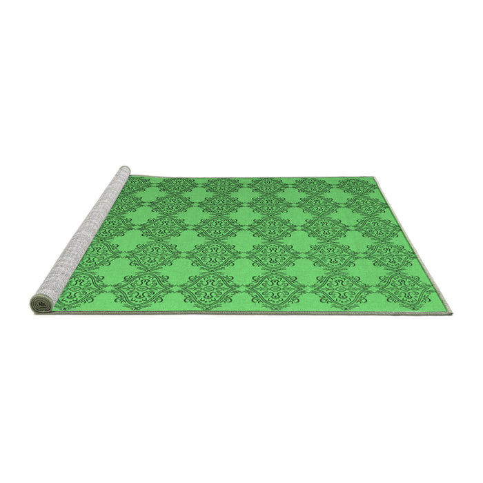 Sideview of Machine Washable Abstract Emerald Green Contemporary Area Rugs, wshcon1056emgrn