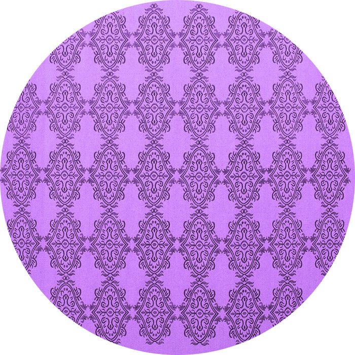 Round Abstract Purple Contemporary Rug, con1056pur