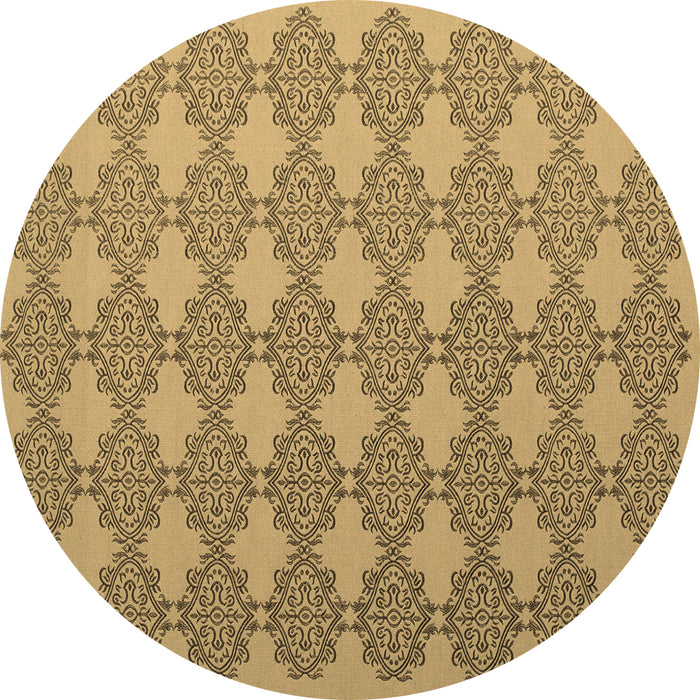 Round Abstract Brown Contemporary Rug, con1056brn